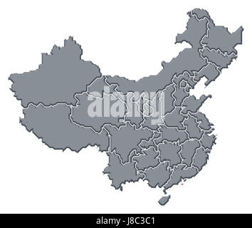 Cina, mappa, Atlas, mappa del mondo, profilo simbolico, politico, colore, Foto Stock