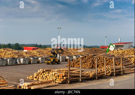 Moderno impianto di segheria in campagna tedesca Foto Stock