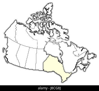 Canada, mappa, Atlas, mappa del mondo, profilo simbolico, politico, modello, Foto Stock