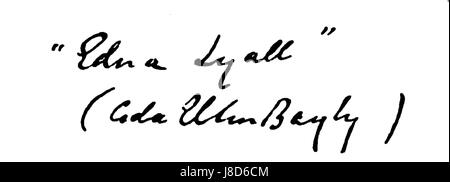 Edna Lyall firma Foto Stock
