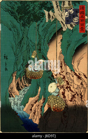 Hiroshige II Kishu kumano iwatake tori Shokoku meisho hyakkei Foto Stock