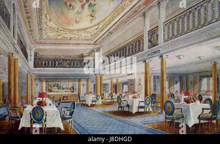 Disegno della prima classe salone da pranzo sulla RMS Aquitania Foto Stock