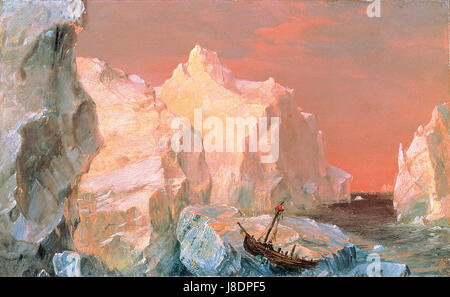 Iceberg e relitto in Sunset Frederic Edwin Chiesa Foto Stock