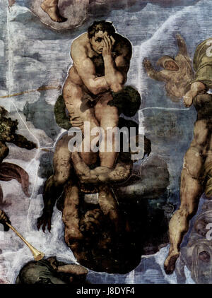 Michelangelo Buonarroti è stato uno scultore, pittore, architetto e poeta italiano durante il Rinascimento. Le sue opere, tra cui la Cappella Sistina e il David, sono esempi chiave di arte rinascimentale. Foto Stock