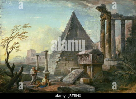 Jean Baptiste Lallemand Piramide di Caio Cestio a Roma Foto Stock