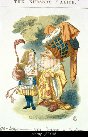 L'illustrazione di John Tenniel da *The Nursery Alice* (1890) cattura lo stile stravagante del celebre artista britannico, che ha illustrato in modo famoso *Alice nel paese delle meraviglie* di Lewis Carroll, dando vita all'edizione vivaistica di questa amata favola. Foto Stock