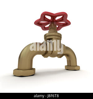 Illustrazione, metallo, maniglia, tubo, rame, approvvigionamento di acqua, la valvola rubinetto, acqua Foto Stock