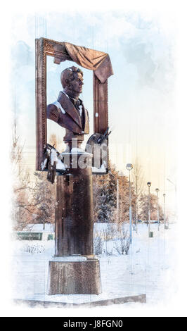 Schizzo architettonico Monumento all'artista russo Alexey Gavrilovich Venetsianov. In Russia le città di Udomlya. Foto Stock