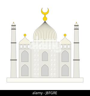 La Moschea Islamica piatta in stile cartone animato Illustrazione Vettoriale