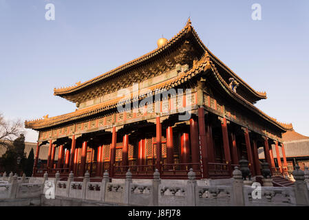 Bi Yong Hall, edificio centrale dell'Imperial College, Gou Zi Jian Guozijian Street, Dongcheng District, Pechino, Cina Foto Stock