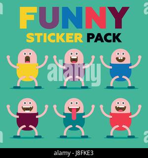 Funny sticker pack Illustrazione Vettoriale