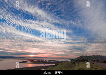 Tramonto sulla Baia di San Francisco. Foto Stock