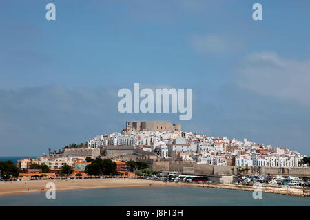 Peniscola e il South beach visto da sud Foto Stock