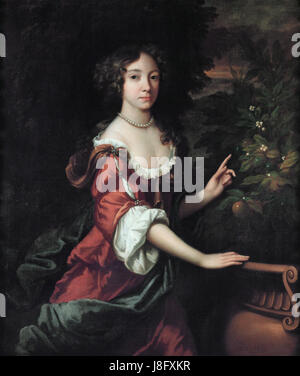 Il ritratto di Maria II Stuart, dipinto da Adriaen de Hennin, mostra la somiglianza della regina britannica alla fine del XVII secolo. Maria II regnò come regina consorte al fianco di suo marito Guglielmo III durante la Gloriosa Rivoluzione. Foto Stock