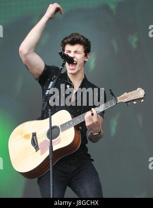 Shawn Mendes esegue durante la BBC Radio 1's Big Weekend a Burton Constable Hall, Burton Constable, Skirlaugh in Hull. Foto Stock