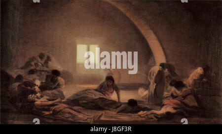 Questa opera d'arte di Francisco de Goya, intitolata "Hospital de apestados", raffigura la triste realtà della vita nella Spagna del XVIII secolo. Fa parte della serie Goyaâ€ ™ che riflette le questioni sociali del tempo. Foto Stock