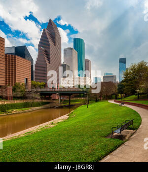 Parco nel centro cittadino di Houston, Texas, Stati Uniti d'America Foto Stock