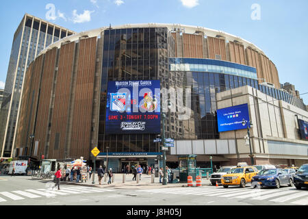 Ingresso alla stazione in Pennsylvania e il Madison Square Garden di New York City STATI UNITI D'AMERICA Foto Stock