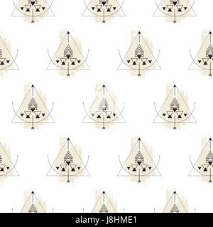 Geometria Sacra forme vettore seamless pattern. Monocromatico figure astratte con corse sfondo. Illustrazione Vettoriale