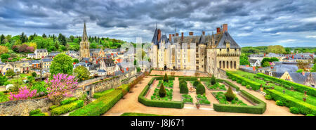 Vista del Chateau de Langeais, un castello nella Valle della Loira, Francia Foto Stock