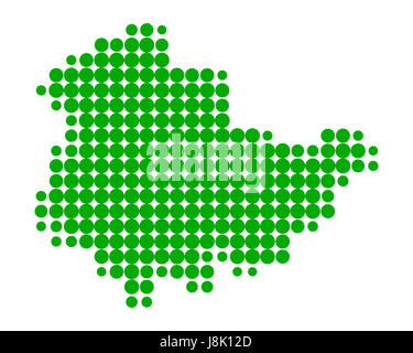 Verde, illustrazione, Turingia, cerchio, card, macchiato, dot, raster, stato Foto Stock