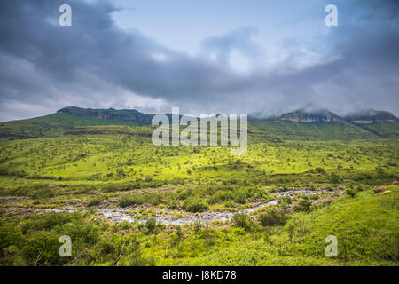 Bellissimo aspetto della regione di paesaggi di Drakensberg - Africa del Sud Foto Stock