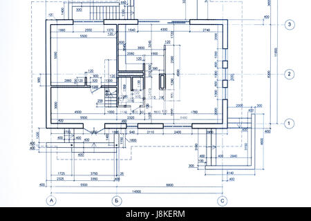 Piano casa blueprint. disegno tecnico. parte del progetto architettonico  Foto stock - Alamy