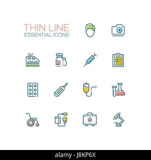 Apparecchiature medicali - linea di set di icone Illustrazione Vettoriale
