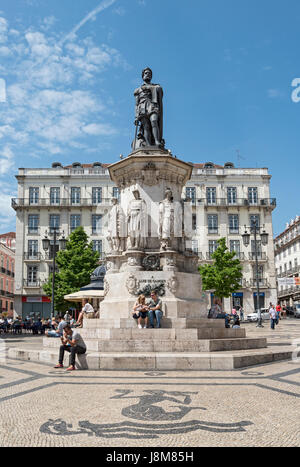 Statua di Luis de Camoes, Camões Square, Lisbona, Portogallo Foto Stock