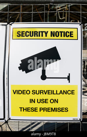 Segno di sicurezza, sorveglianza video in uso, Nuovo Galles del Sud, NSW, Australia Foto Stock