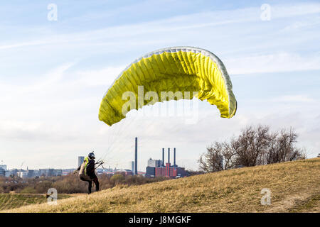 Parapendio in Copenhagen Foto Stock