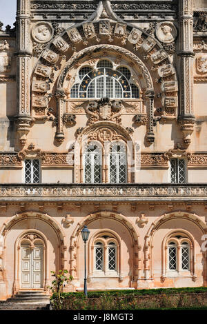 Bussaco Palace Hotel, un royal fiaba hotel, costruito nel 1885. Situato nel mezzo del Bussaco National Forest. Portogallo Foto Stock