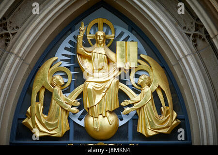 Cattedrale di Blackburn, ufficialmente Chiesa Cattedrale di Blackburn Santa Maria la Vergine con san Paolo, Anglicana nel cuore di Blackburn Town Center, in Lan Foto Stock