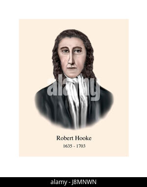 Robert Hooke, 1635 - 1703, scienziato inglese, basato su descrizioni scritte Foto Stock