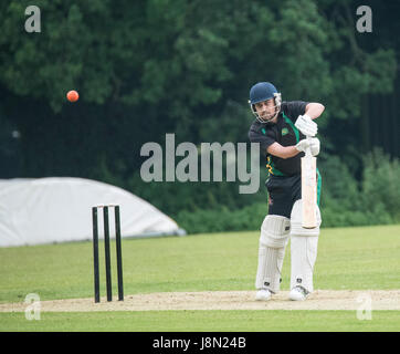 Brentwood, Essex, 29 maggio 2017. Shahbaz Khan pipistrelli a T20 partita di cricket Brentwood Buccaneers vs Harold Wood presso il vecchio County Ground, Brentwood, Brentwood vinto da 10 wickets Credito: Ian Davidson/Alamy Live News Foto Stock