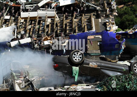 Crash aereo sito da la Guerra dei mondi Film In Universal Studios di Los Angeles in California Foto Stock