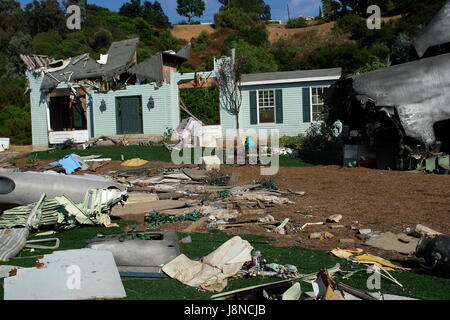 Crash aereo sito da la Guerra dei mondi Film In Universal Studios di Los Angeles in California Foto Stock