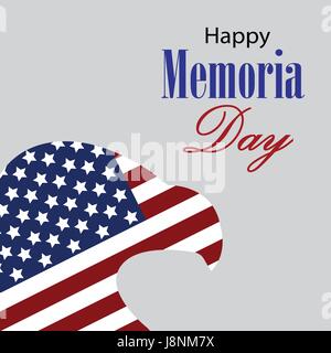 Happy memorial day con aquila e bandiera degli Stati Uniti. Vettore. Illustrazione Vettoriale