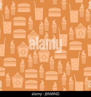 Un fast food Silhouette modello senza giunture Illustrazione Vettoriale