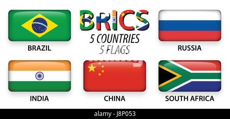 BRICS . associazione di 5 paesi ( Brasile . russia . india . La Cina . sud africa ) Illustrazione Vettoriale