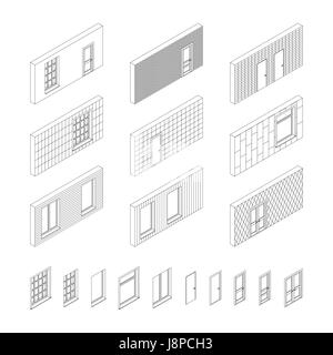 Modelli a parete con porte e finestre Illustrazione Vettoriale