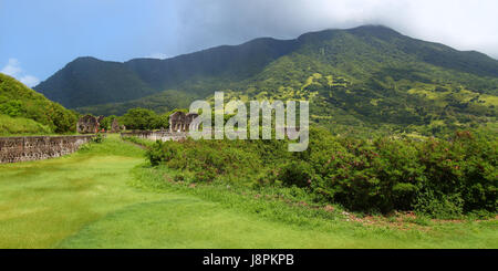 Zolfo, brimstone, base, storico hill, parco nazionale, cloud, campo, nebbia, Foto Stock