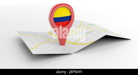 Mappa Colombia puntatore isolati su sfondo bianco. 3d illustrazione Foto Stock