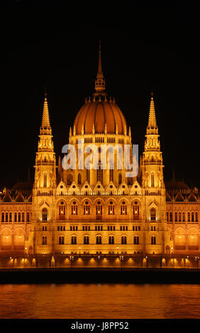 Di notte notte fotografia, illuminate, il Parlamento, budapest, illuminazione, Foto Stock