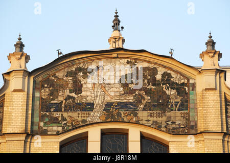 Mosca, Russia: dettagli architettonici dell'Hotel Metropol, uno storico hotel di Mosca costruito nel 1899-1907 in stile Art Nouveau Foto Stock