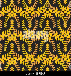 Olive Branch seamless pattern. Golden ghirlanda floreale ornamento Illustrazione Vettoriale