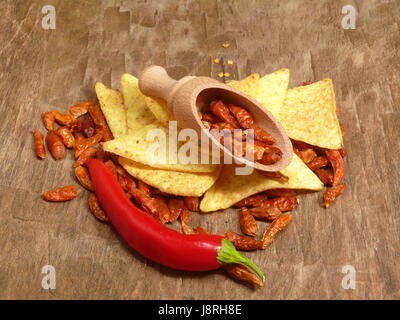 Salsiccia per pizza, nachos, chili chili, tipico messicano, america latina, note Foto Stock