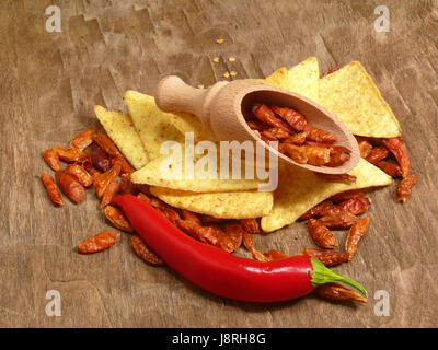 Salsiccia per pizza, nachos, chili chili, tipico messicano, america latina, note Foto Stock