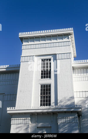 Dettaglio della prima Chiesa Presbiteriana di Sag Harbor, noto anche come il vecchio Whalers' chiesa (1844). Sag Harbor, Long Island, New York, Stati Uniti, Foto Stock