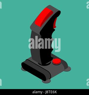 Joystick retrò isolato dello sterzo. Il vecchio Gamepad ruota per il video gioco isometry. Il controller di gioco a 8 bit Illustrazione Vettoriale